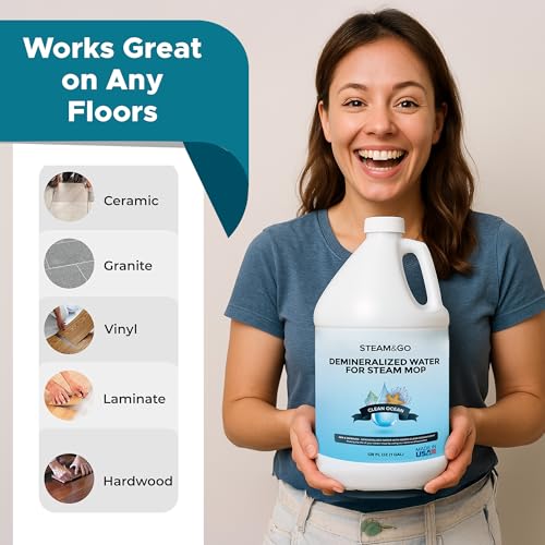 Image of Steam & Go Demineralized Water for Steam Mop - Clean Ocean Scent, 128 fl oz (1 gal) | Scented Floor Cleaner Solution, Ready-to-Use, Compatible with Any Steam Cleaner