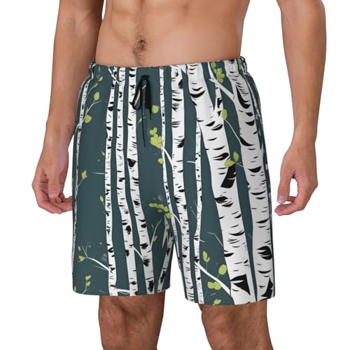 Beauty Birch Tree Mens Double Polyester Swimsuit Trunks Swim Shorts with Compression Liner and Patch Pocket.2