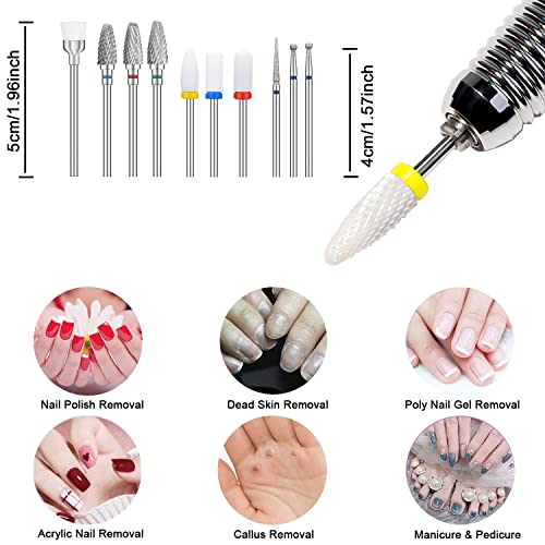 TECDW 10 pezzi Punte Fresa Unghie,Kit di Trapano