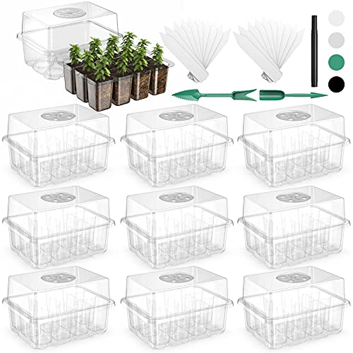 120 Cells Seed Starter Tray Seedling Trays VpnDiyp 10 Packs Seed Starter Kit with Humidity Dome and Drain Hole Seed Starter Kit Seedling Starter Tray for Planting Seeds Seed Starter