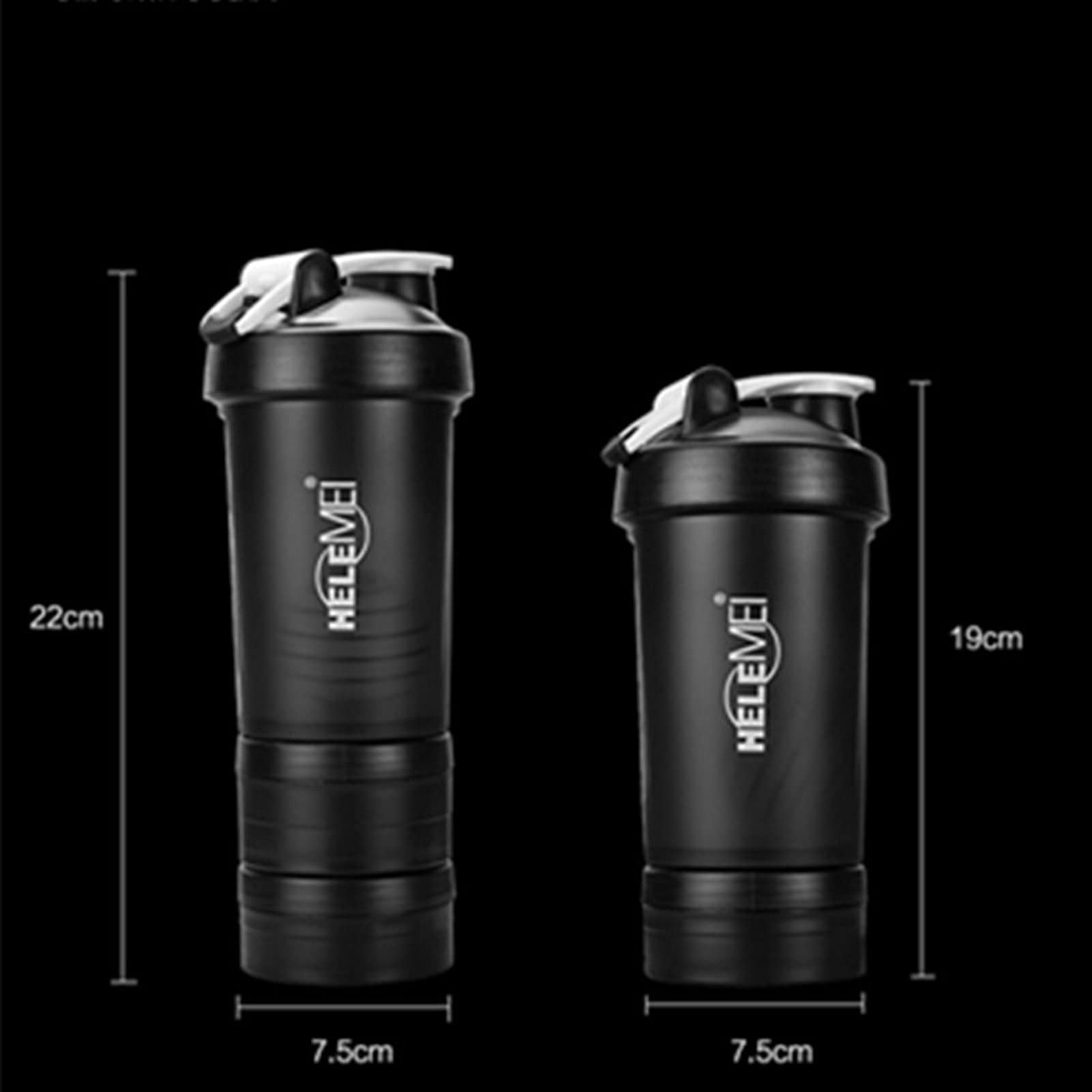 Twey Protein Polvo Shaker Botellas Spring Shaker Cup Gym Three Capas Shaker Protein Milk Shaker Deporte Botellas de Agua
