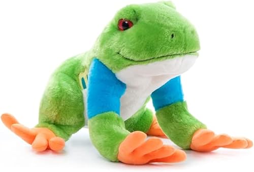 The Petting Zoo Peluche de rana de árbol de ojos rojos, regalos para niños, animales salvajes del zoológico Onez, juguete de peluche de rana árbol