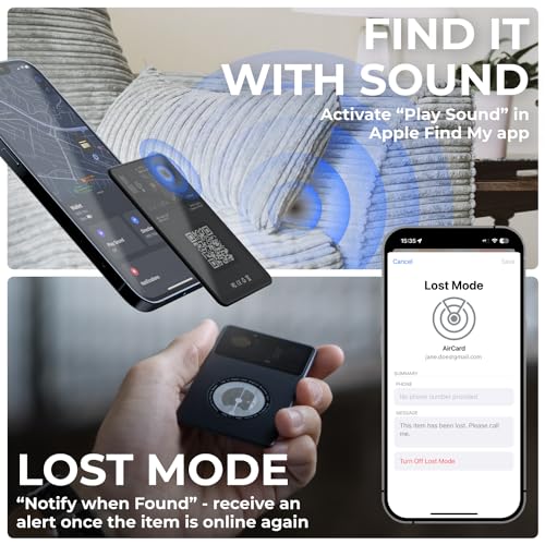 Rolling Square Aircard Wallet Tracker - Bluetooth Wallet Finder Find My Network Compatible with Business Card Feature NFC/QR Code - 0.09in Slim - Thumbnail 4