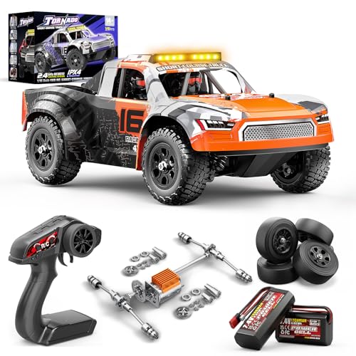 Macchina telecomandata professionale 1:16, RC car 4WD fuoristrada/drift fino a 36 km/h, macchina radiocomandata 4x4 con 2×7,4V 1300mAh batterie, 2 set pneumatici, trasmissione in metallo, adulti e 8+