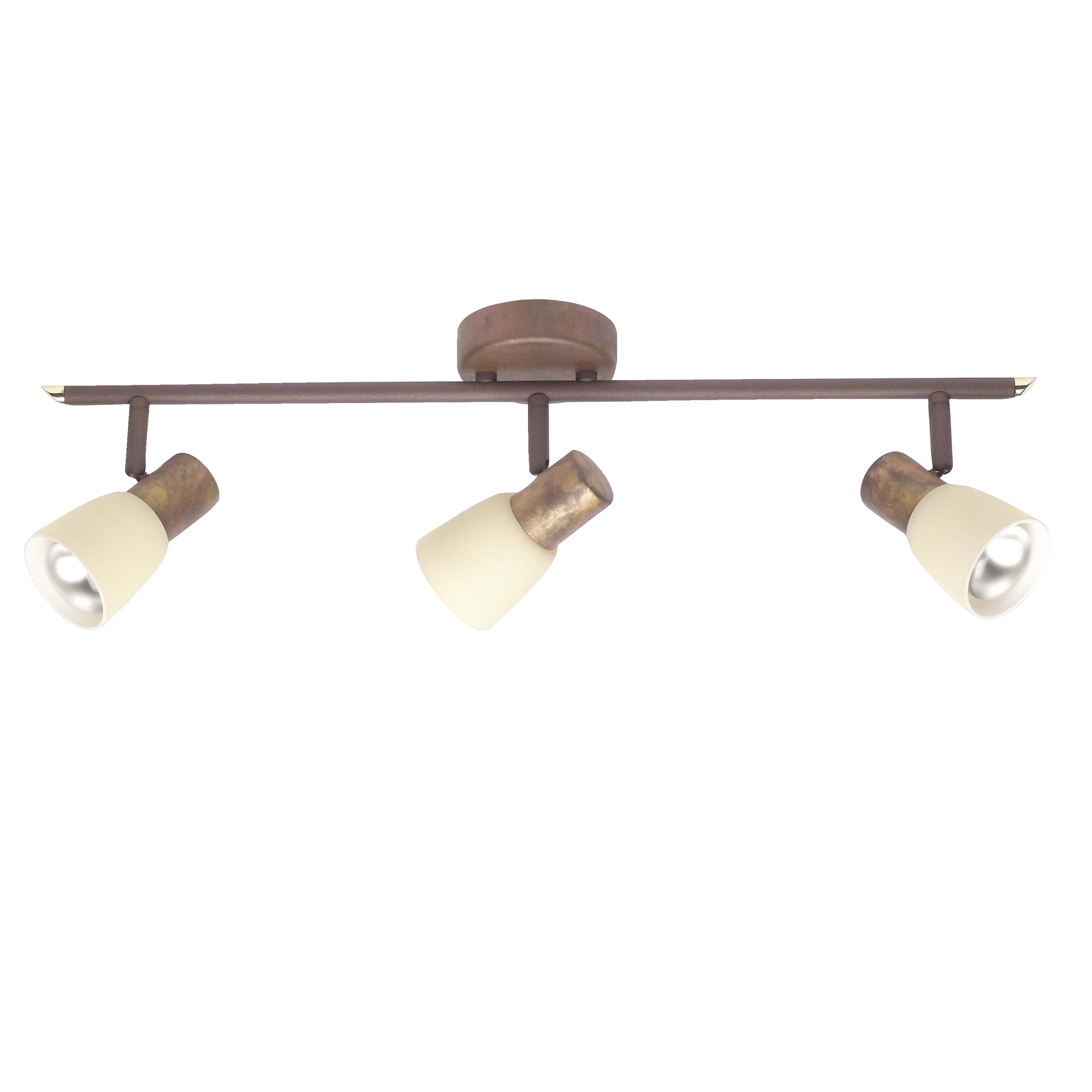 Tubo de foco de caja de luz en estilo Lauhaus - 15 x 46 x 17 cm - foco de techo con pantallas de cristal color champán y cabezales orientables - 3 x E14, máx. 40 W - de metal/vidrio - en colores cobre
