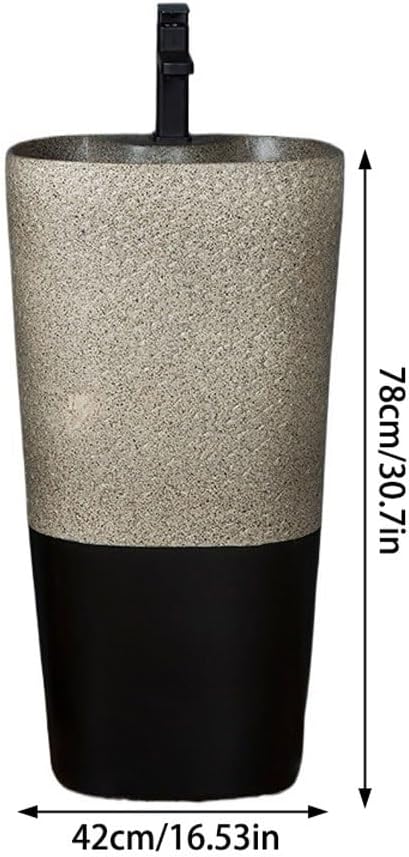 Pedestal Sinks Ceramic Basin Wash Floor-Standing Integrated Outdoor Balcony Bathroom Home Sink (A)