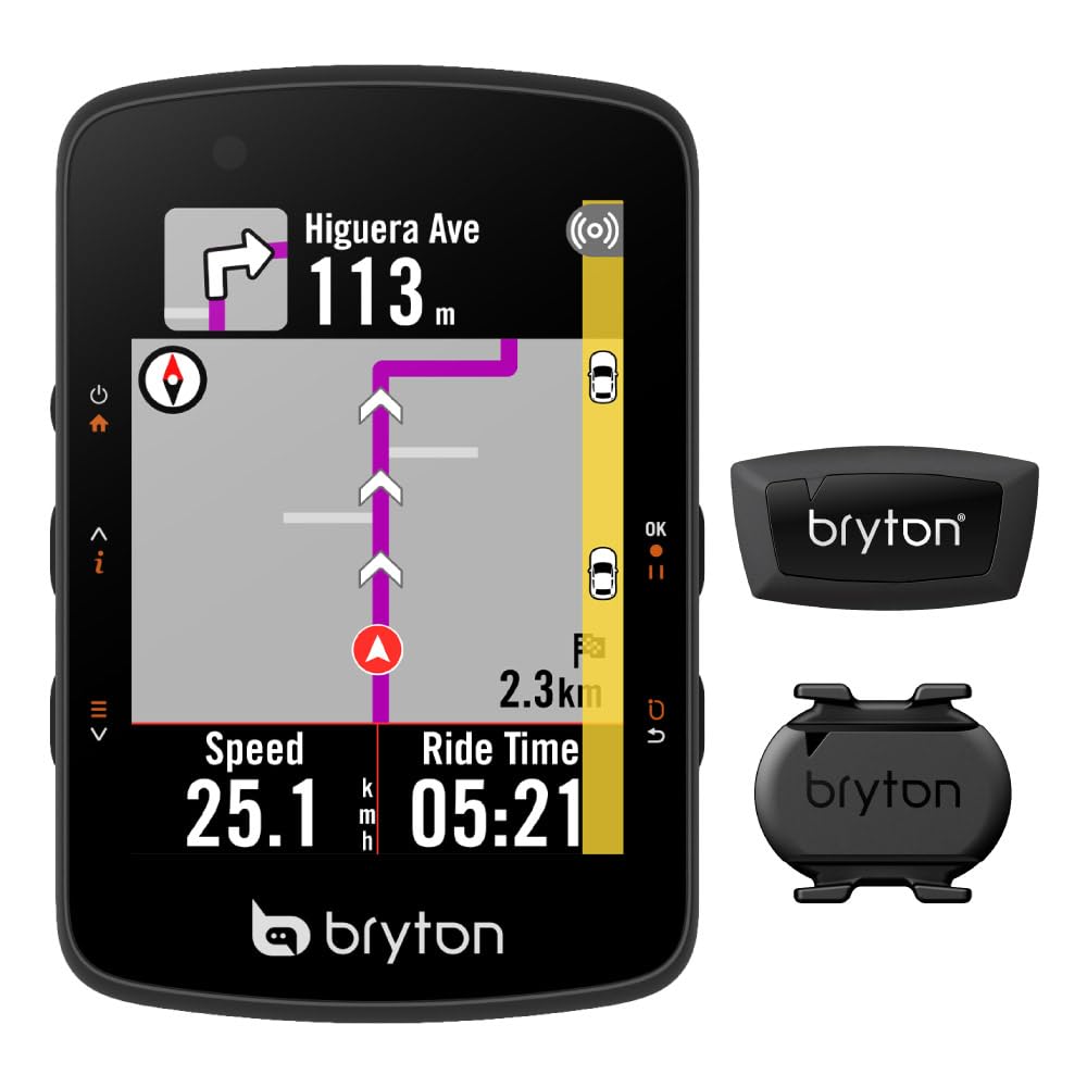 Bryton Rider 550 GPS Fahrradcomputer Sensor-Bundle mit 37 Stunden Akkulaufzeit, 2,8-Zoll Farbdisplay und Fahrradnavigation