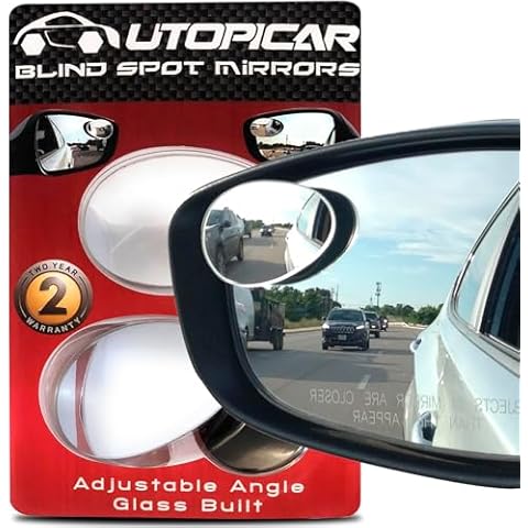 Blind Spot Car Mirrors: Semi Oval Convex Rear View/Side Car Mirror |Automotive Exterior Accessories | Blindspot Stick On Mirror For Car By Utopicar (2pack) Cover