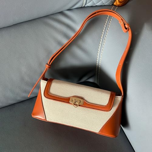 Image of Small Shoulder Bag for Women, Retro PU Leather Underarm Bag Top Handle Hobo Tote Clutch Handbag Purse with Buckle Closure