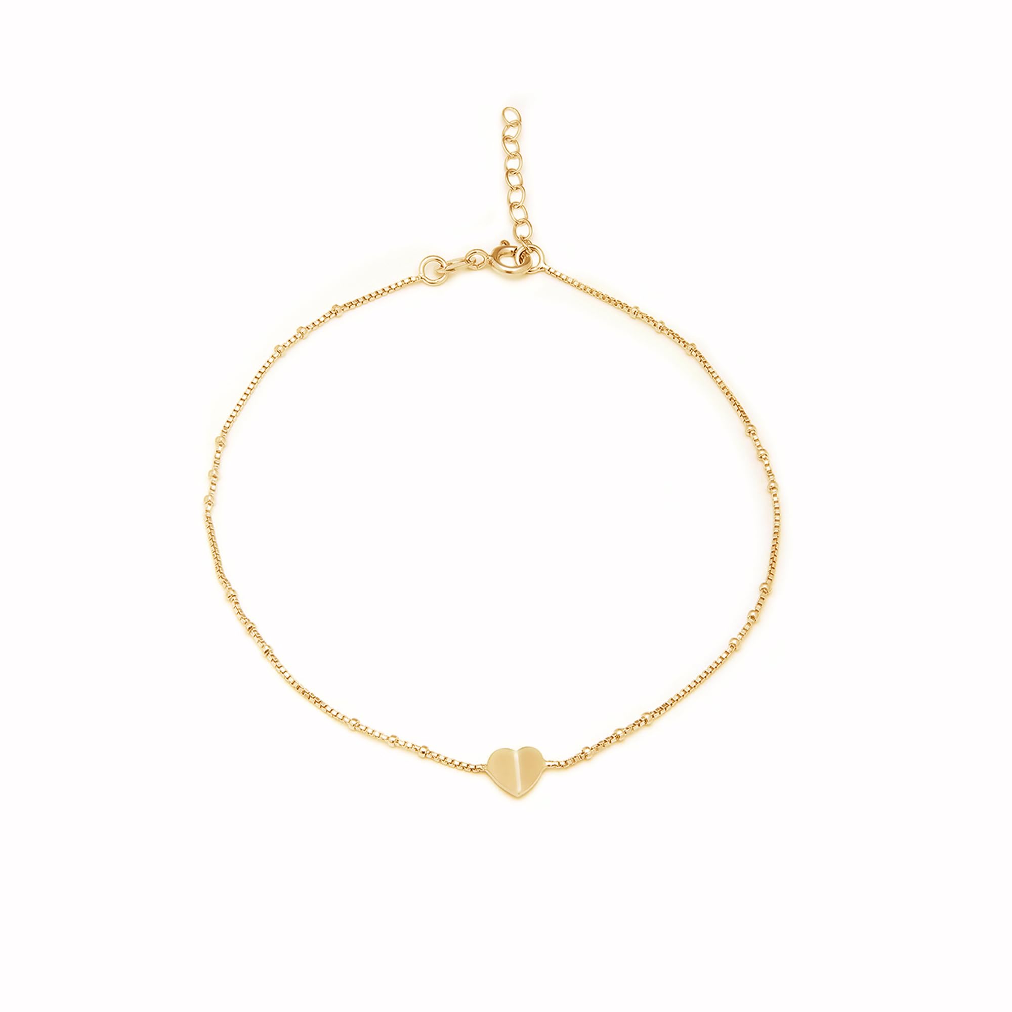 zavya 925 Sterling Silver Modest Heart Gold Plating Chain Anklet (Single) | Gift for Women & Girls | With Certificate of Authenticity & 925 Stamp-picture-3