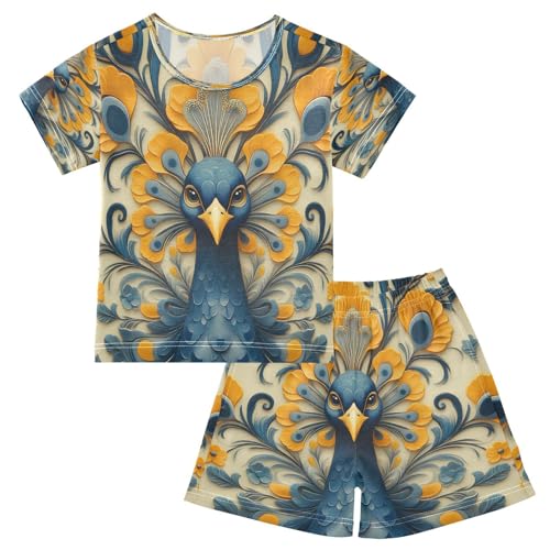 senya Short Sleeve Pajamas Sets Summer Cotton Sleepwear Blue Peacock