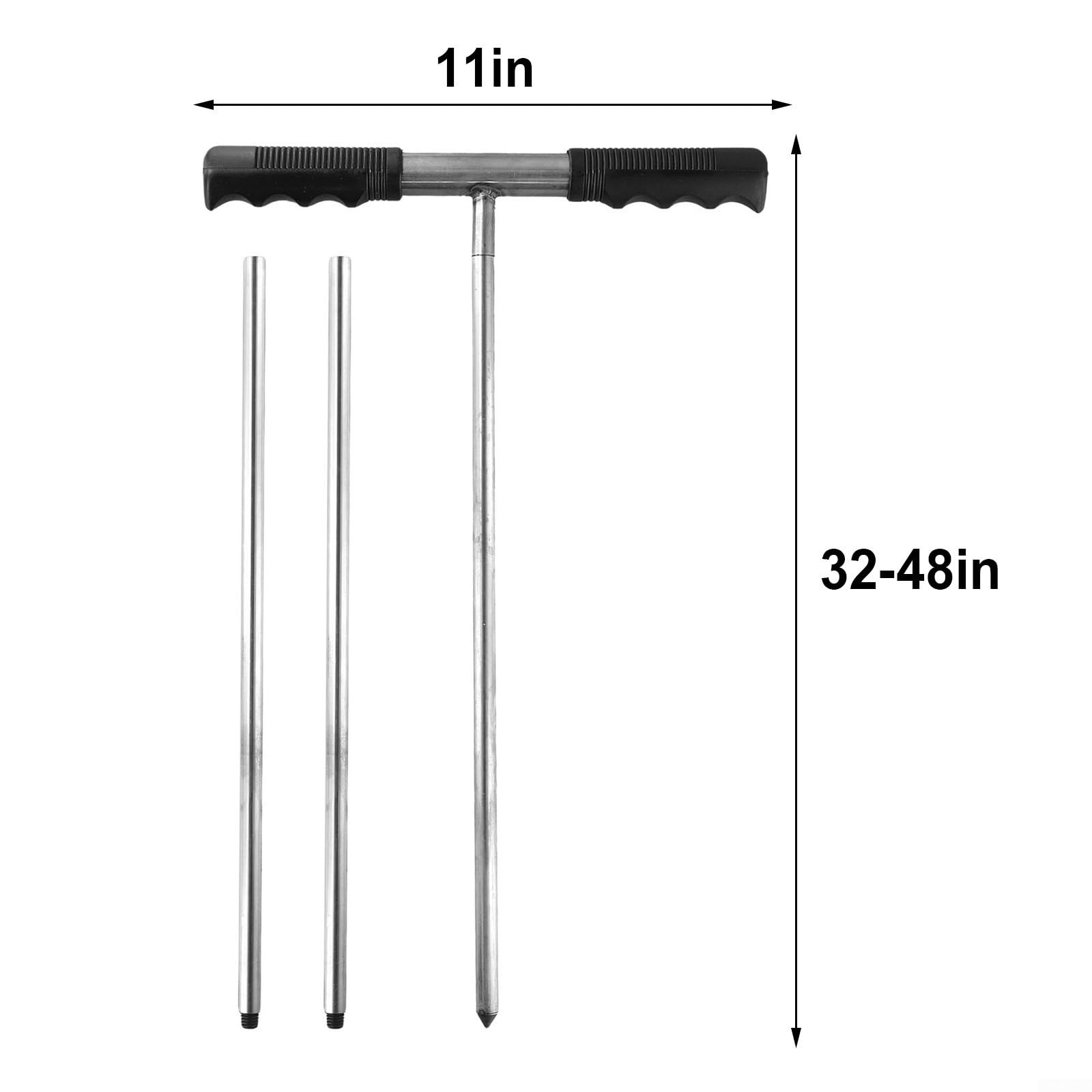 Tige de sonde de sol en acier inoxydable, réglable de 81,3 à 122 cm, outil de localisation de fosse septique pour trouver des tuyaux souterrains, détecteur de métaux robustes pour le jardinage et