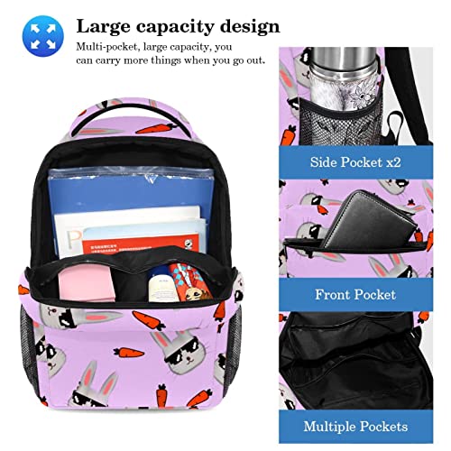 Sac à dos lapin cool multicolore avec trousse de rangement, cartable adolescents et enfants - 3