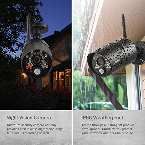 sequro-GuardPro-Wireless-Surveillance-Security-Camera-System-Monitor-Weatherproof-Outdoor-Night-Vision-HD-AC-Powered-Camera-and-Home-Surveillance-4CH-Monitor-DVR-Kit-with-Smartphone-Access-2-cam-Kit