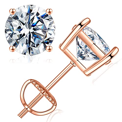Boucles d'oreilles moissanite en argent sterling 925 éclat d'or 14 carats intemporel