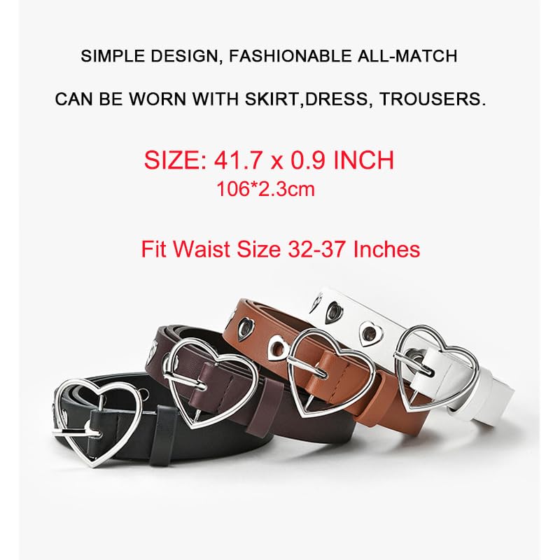 Heart Shape Grommet Leather Belt Punk Rock Studded Belt Goth Jeans Belt for Women Men with Zinc Alloy Buckle4