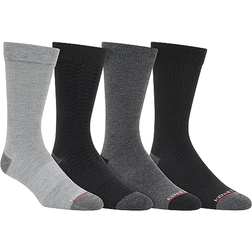 Kenneth Cole Mens Dress Socks Classic Comfortable Breathable Moisture Wicking Assorted Pattern Easy Care Crew 4 Pair Pack