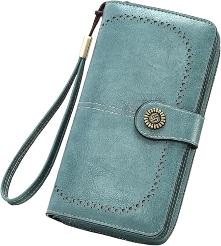 Civilizek/Beyonddraw Women's Fashion Zipper Wallet, Large Capacity Wristlet Clutch Wallet with Multiple Card Slots