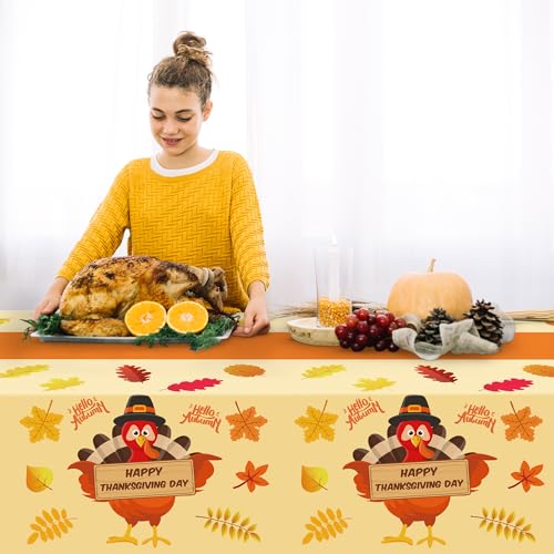 OHOME Thanksgiving Decorations - Thanksgiving Tablecloth | Thanksgiving Table Decor Indoor Outdoor Outside - Friendsgiving Party Favor Centerpiece Banner Essentials,52"x87",2 Pack - image 7
