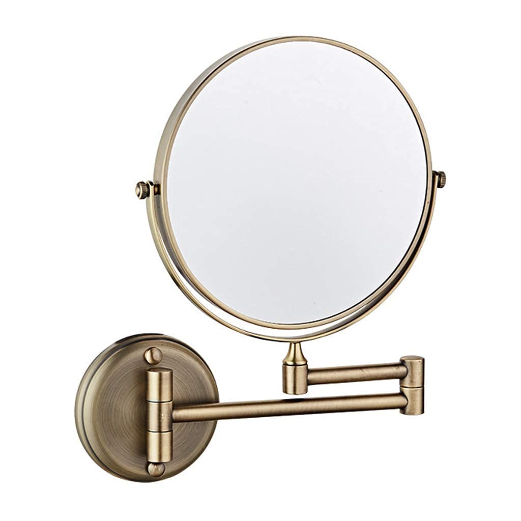 Espejo de Pared Espejo de baño Espejo de maquillaje Espejo de maquillaje de pared de doble cara Tocador de maquillaje de baño de afeitado con 3 aumentos giratorio Acabado dorado (8 pulgadas) (# 2 20 c