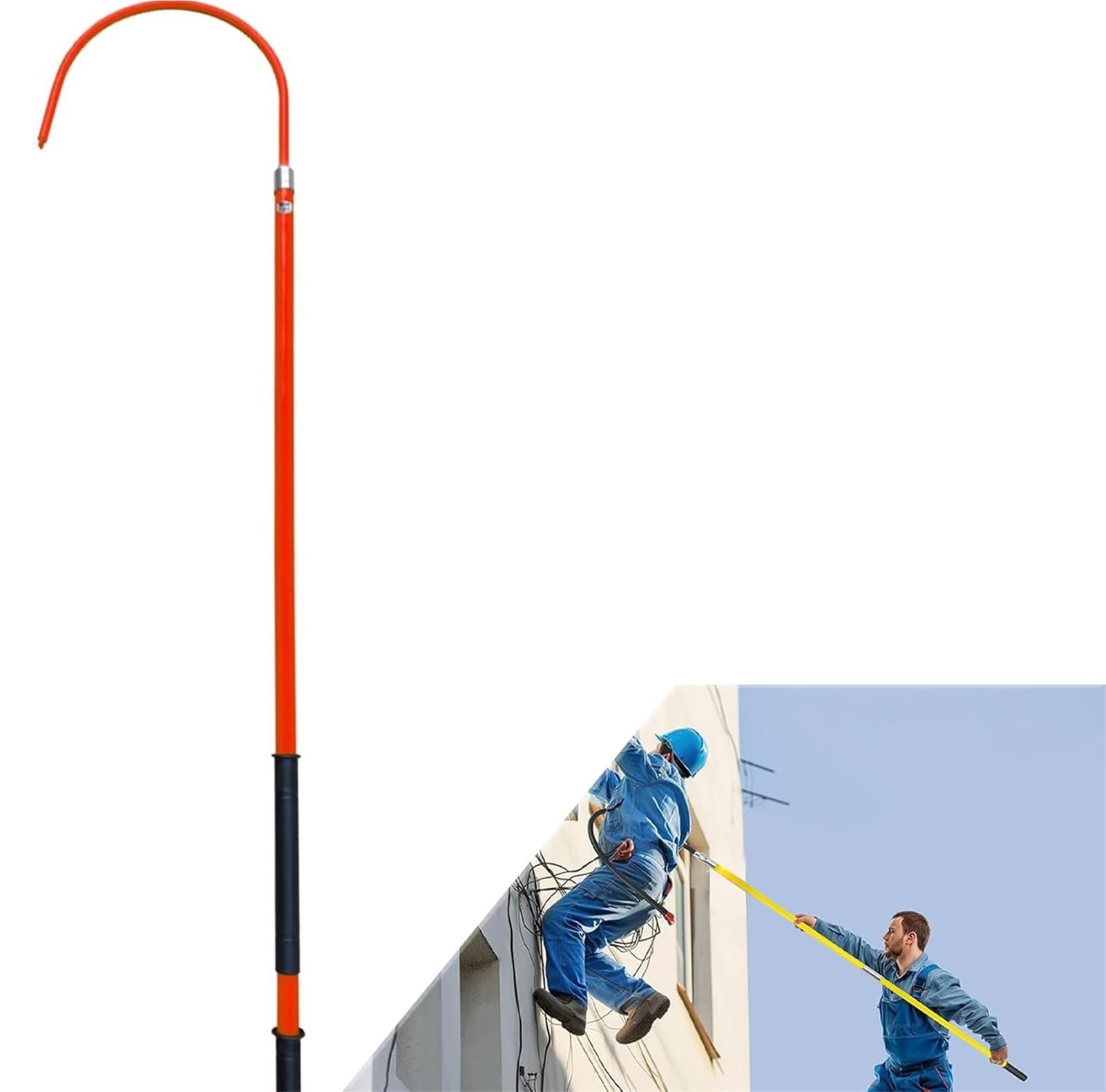 Safety Rescue Hook,High Voltage Insulated Rescue Hook Kit, 10Kv 35Kv 110Kv 220Kv Lifeguard Rod, 6Ft Non-Conductive Pull Stick, 5M Green For Electrical Safety & Rescue Operatio,Red,5m/197in/16.4ft