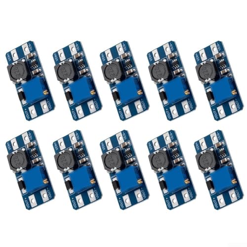 Tablero convertidor de impulso CC ajustable, regulador de voltaje de 2 A que convierte 2 V-24 V a 5 V-28 V, módulo fiable de 10 piezas para uso de circuito electrónico de bricolaje