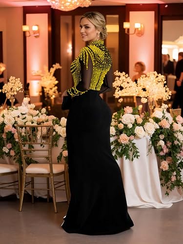 Image of Women's Sequin Prom Dress Evening Gowns for Formal Events | Elegant Sparkly Rhinestone Long Maxi Dresses for Formal Party,Gala,Wedding Guest,Fully Lined,Stretchy,Side Slit