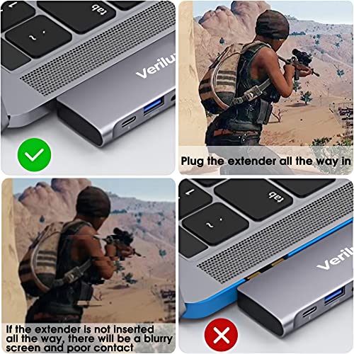 Image of Verilux USB C Hub Adapter,8 in 2 Multiport MacBook Pro USB-C Accessories with 3 USB 3.0 Ports,4K HDMI,TF /SD Card Reader,Thunderbolt 3 Port,USB-C Port,100W PD Port for 13 15 16 inch MacBook