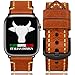Produktbild ProdAccs lederarmband Kompatibel mit Apple Watch Armband 45mm / 44mm / 42mm Leder - Series 7 6 5 4 3 - Edition SE Hermes Nike - Iwatch band Geschenke für Damen & Männer (Hellbraun / Schwarz)