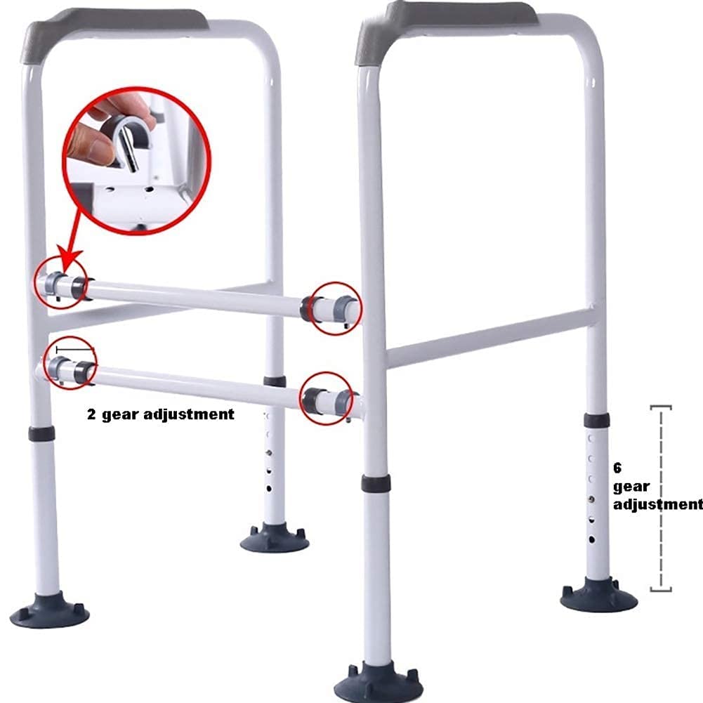 Deambulatore pieghevole,Deambulatori per anziani Bracciolo per WC Ausilio per deambulazione Corrimano per il bagno Binari per WC Telaio di sicurezza per WC autoportante per anziani disabili