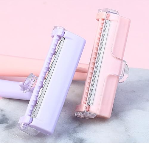 Miniatura 4 de Maquinilla de afeitar facial con baldo de seguridad, maquinilla de afeitar recta para depilación, 2 piezas para recortar cejas (morado)