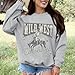 Kelxjia Western Sweatshirts For Women Oversized Cowgirl Pullover Graphic Country Sweatshirt Vintage Rodeo Long Sleeve Shirts(Light Gray,M)