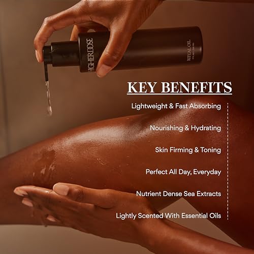 HigherDOSE Supercharge Copper Body Brush and Ritual Oil - Lymphatic Drainage Dry Brush to Accelerate Drainage of Toxins with Ion Charged Bristles - Ayurvedic Nourishing Body Oil for Dry Skin (2 Pcs)