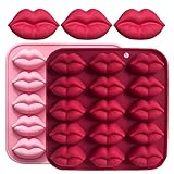 Copzievkae 2PCS Lip Chocolate Mold, Lip Silicone Mold 15 Cavity Holiday's Day Chocolate Mold For Baking, Candy, Candles, Ice Cube, Wedding Party, Red&Pink