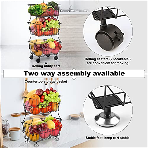 Cyrico FRUIT BASKET For Kitchen, 3 Tier Fruit And Vegetable Storage Cart Detachable Fruit Holder thumb #2