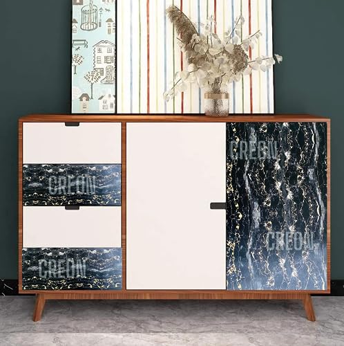 Image of CREON Black Fiber Marble Sticker for Kitchen Countertops Waterproof Black Fiber Marble Wallpaper Self Adhesive and Removable Marble Paper for Kitchen Bathroom Cabinet Furniture (16X200 INCH)
