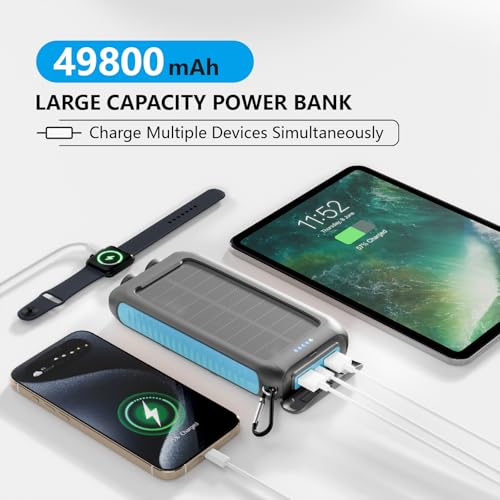 Cargador Solar Power Bank 49800mAh Portátil Azul miniatura 2