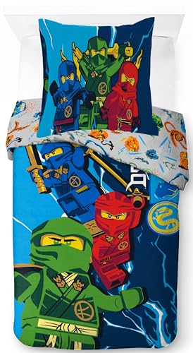 Jay Franco Lego Ninjago Ensemble Housse de Couette – Linge de Lit Ultra Doux pour Enfants avec Taie d’Oreiller, Housse Seulement (Garnissage Non Inclus),...