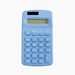 Calculadora de Bolso 8 Dígitos Compacta 11x6cm Dupla Alimentação Solar + Bateria Portátil Leve Operações Básicas para Escola Trabalho e Casa Visor Claro Durável (Azul)
