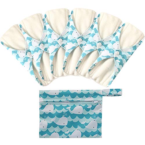 6 Stück Slipeinlagen Waschbar aus Bambusfaser, Waschbare Stoffbinden, Wiederverwendbare Binden, mit 1 Tragbare Mini Tasche Wiederverwendbare (Mittel-