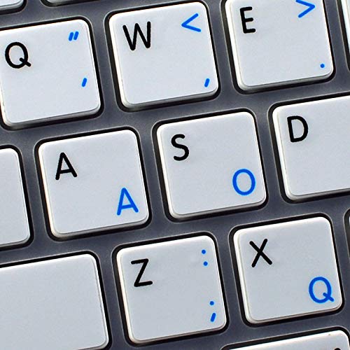 Apple NS Dvorak - English Non-Transparent Keyboard Decals Black OR White Background for Desktop, Laptop and Notebook (White Background)