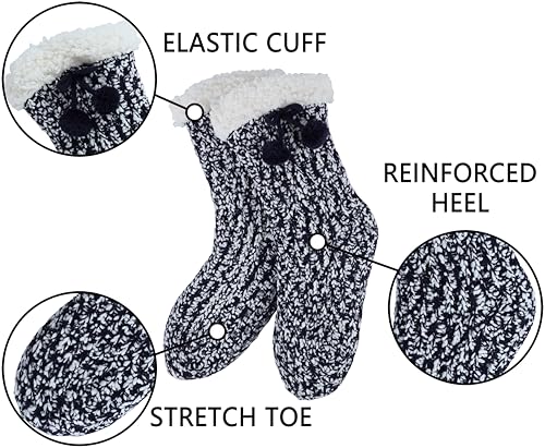 Image of BenSorts Women Thick Christmas Slipper Socks Non Slip Grippers Size 6-10