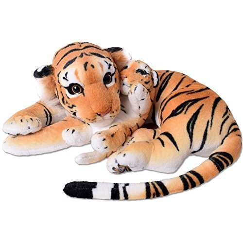 Brubaker Peluche Tigre Con Bebe Tigre De Color Marron 100 Cm Juguetes Blandos Bebe Juguetes Blandos Bebe