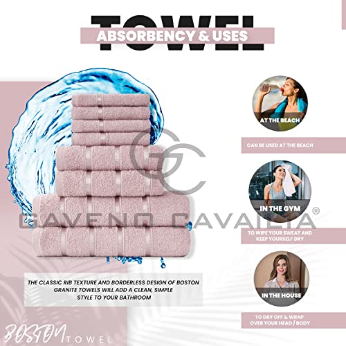 GC GAVENO CAVAILIA 8 Piece Towel Bale Set - Egyptian Cotton | Face Towel | Hand Towel | Bath Towel | - Quick Dry & Highly Absorbent Towels Blush Pink - Washable Towels For Bathroom - Image 5
