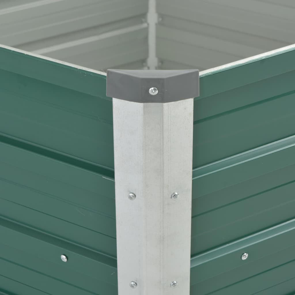 vidaXL Lit Surélevé Acier Galvanisé 129x129x77 cm Vert Jardinière Pot de Fleur