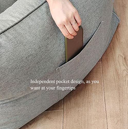 Funda de puff de lino cubierta de la bolsa de frijoles gris 7