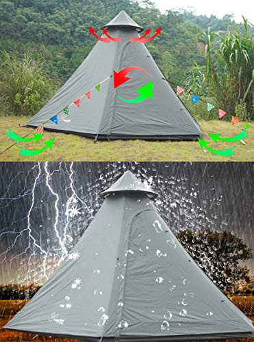 12'x10'x8'Dome Camping Tent 5-6 Person 4 Season Double Layers Waterproof Anti-UV Windproof Tents Family Outdoor Camping Tent (Green) - Thumbnail 3