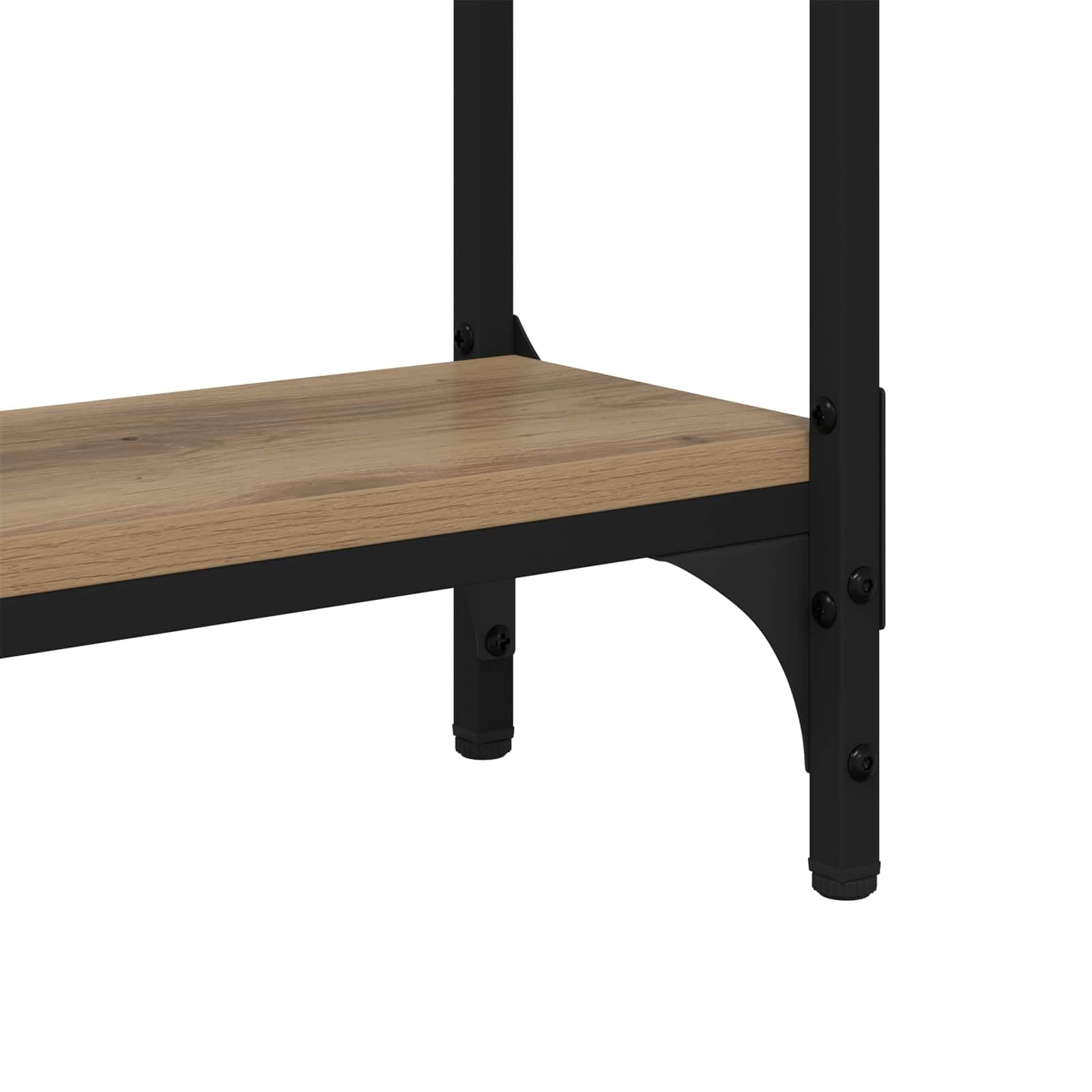 Tavolo Consolle Industriale in Legno e Metallo, 75x22,5x75 cm | Mobiletto stretto salvaspazio con 3 ripiani per corridoio e soggiorno, ideale per esporre piante e decorazioni.