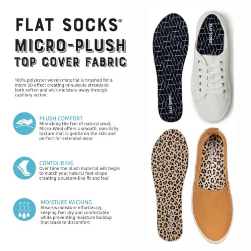 FLAT SOCKS 3 Pack Washable No Show Sockless Shoe Liners, Barefoot Show Inserts for Women and Men, Non Slip, Odor Control, Black, Leopard, Paint Splatter (Small)2