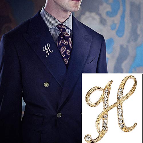 Image of BeeGift Letter Brooch Pins Initial Rhinestone Brooch for Women Crafts,Rhinestone Crystal Lapel Pin Brooches Gold A-Z 26 Letters